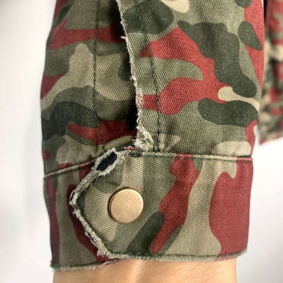 ZARA Studded Distressed Camouflage Military Jacket Sz XS - Picture 7 of 11